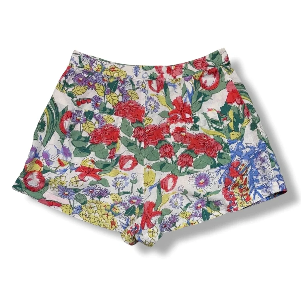 URBAN OUTFITTERS Judy Linen High Waist Floral Shorts